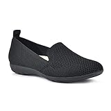 CLIFFS BY WHITE MOUNTAIN Felizia Women's Slip-on Comfort Flat, Black/Knit/Fab, 6.5 M