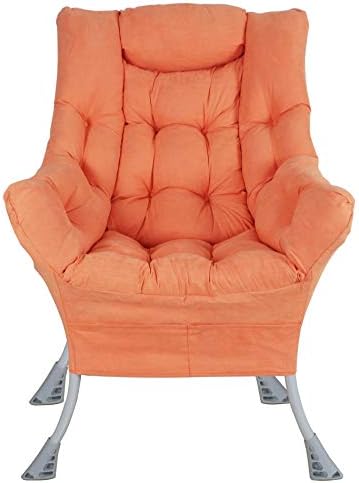Superrella Modern Soft Accent Chair Living Room Upholstered Single Armchair High Back Lazy Sofa (Orange)