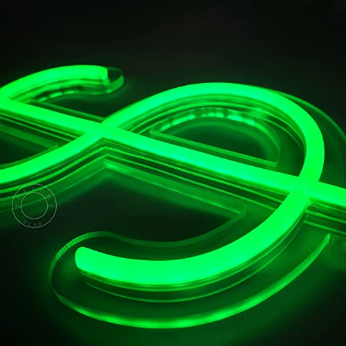 Image of SYLHOME Dollar $ LED Neon Light Sign Money Home Bedroom Game Room Business Pub Store Bar Shop Office Wall Decor Sign Birthday Decor 5V USB Green 11.81 inch X 6.3 inch