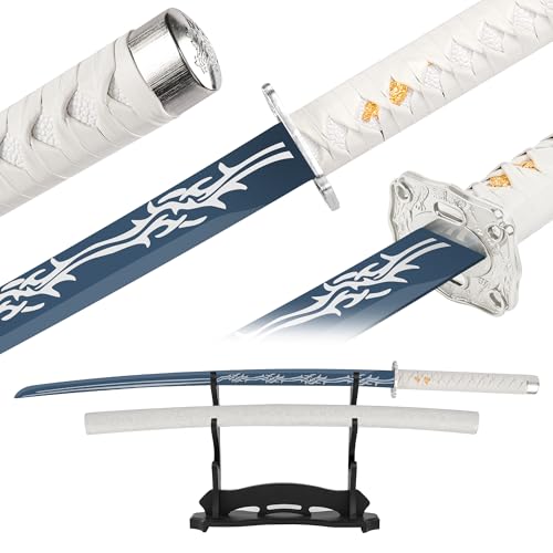 Samurai Sword – Hand-Forged Carbon Steel Blade with Traditional Hamon Pattern, Full Tang Construction,Unsharpened Practice Katana for Iaido Training, Practice & Display