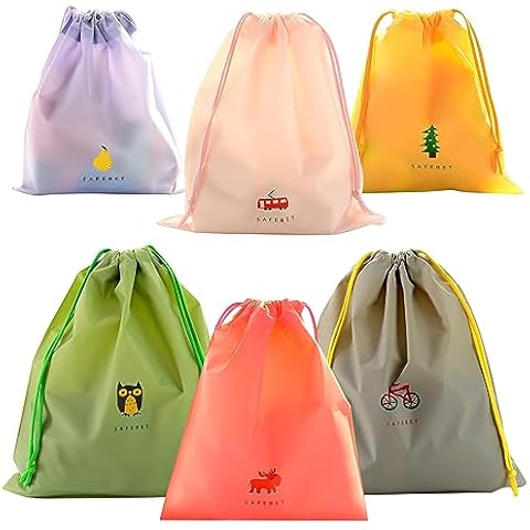 6 Pack Waterproof Drawstring Travel Bags Cover