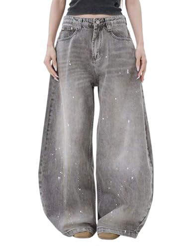 Aelfric Eden Baggy Barrel Jeans Ink Splash Wide Leg Jeans Womens Mens Retro Washed Unisex Streetwear Y2K Casual Denim Pants3