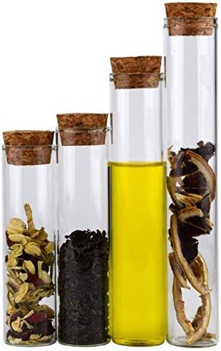 10Pcs 40ml/1.3oz Empty Clear Borosilicate Glass Test Tubes Reagent Bottle with Cork Stoppers Multipurpose Refillable Vial Jars Holder for Foods Cosmetic Candy Tea Powder Liquid Dispenser - Image 4