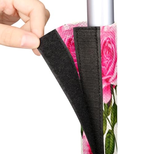 Image of Pardick Refrigerator Door Handle Covers Set of 2 Cotton Pink Rose Washable Fridge Dishwasher Mocrowave Oven Stove Decor Protector Handle Cover Keep Kitchen Appliance Clean from Food Stains Decorate