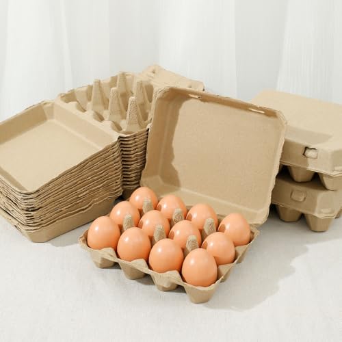 20 pièces Boîtes à œufs en carton pour 12 œufs, cartons à œufs vides en vrac, 3x4, plateau à œufs en papier pulpe vierge, porte-œufs, porte-œufs...