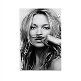 Sexy Kate Moss Black and White Portrait Art Poster Model Kate Moss Poster (3) Canvas Painting Wall Art Poster for Bedroom Living Room Decor 12x18inch(30x45cm) Unframe-Style