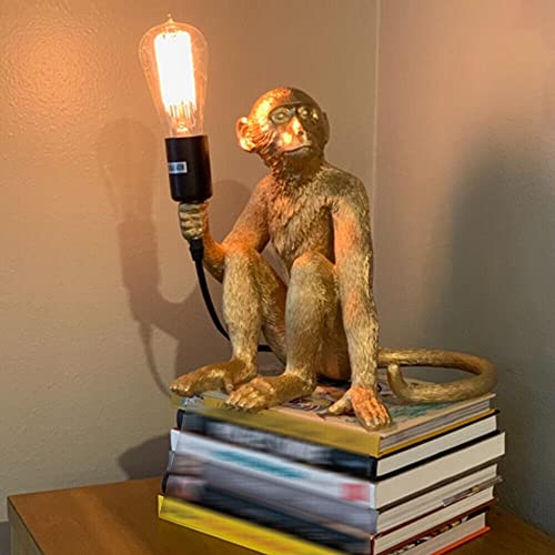 Tfcfl Vintage Resin Monkey Form Tabletop Light, Industrial Retro Edison Desk Lamp For Interior Creative Decoration & Lighting (Table Lamp - Gold) #TOP1