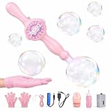 Elastic Bubble Fog Wand, Fog Bubble Machine for Kids, STEM Toy & Science Experiment Kit for Kids, Birthday Gift for 6 Year Old Girl/Boy, Magic Bubble Machine with Lights and Music (Pink)