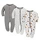 3PCS Baby Schlafstrampler Babychlafanzug Babyschlafsack Baumwolle mit Füßen mit knöpfen Gr. 56 62 68 für Junge Mädchen Neugborenen (Biene, 62)