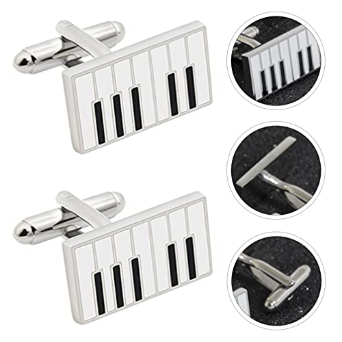 Generic 1 Pair Alloy Shirt Studs Metal Mens Cuff Links Piano Shape Cufflinks Metal Textured Mens Cuff Links Gifts For Musical Lovers Teacher Student #TOP4