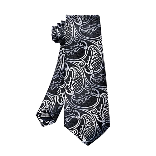 Image of 5PCS Tie and Pocket Square for Men, Silk Necktie and Handkerchief Cufflinks with Gold Ring and Lapel Pin Set