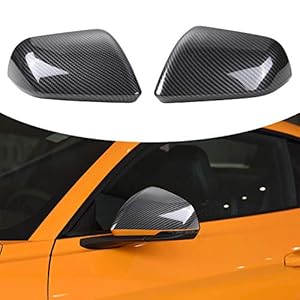 RT-TCZ Rearview Mirror Cover Trim Kit Decoration Compatible with Ford Mustang 2015 2016 2017 2018 2019 2020 2021 2022 2023 2024(Carbon Fiber Grain)