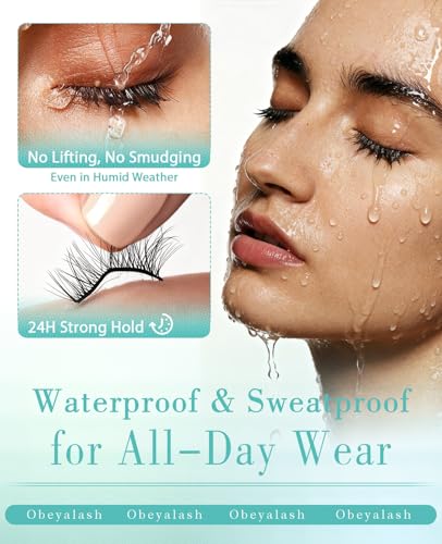 Obeyalash Pre Glued Half Lashes - Pre Glued Eyelashes Self Adhesive Eyelashes Stick On Lash 5 Pairs Natural Wispy 3/4 Lashes With 10 Extra Adhesive Strips & Tweezer-For Beginners, Work & Parties - Image 3