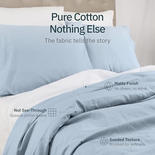 Image of Super Soft 100% Cotton King Sheets Deep Pocket, 4 Pc Set, Sky Blue | Lightweight & Breathable For Hot Sleepers, 14 inch Deep Pocket, All-Around Elastic, Durable, Easy Care, OekoTex Certified