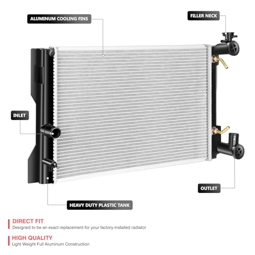 Image of DNA Motoring CU13106 1-Row Aluminum Core Radiator Engine Cooling Compatible with 09-10 Pontiac Vibe; 09-17 Toyota Matrix /Corolla, 164100T030 13049 3445, OEM-RA-13106