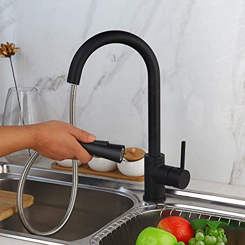 Robinet d'évier de cuisine extractible noir pour simplifier la préparation des repas