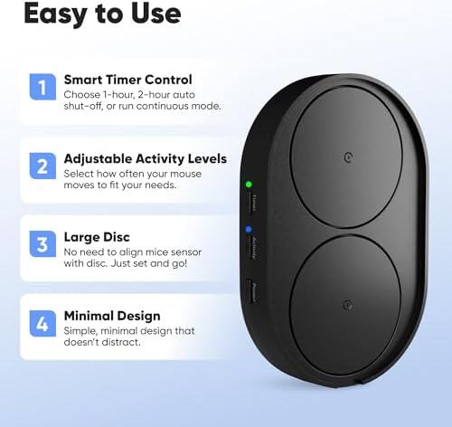 Undetectable Mouse Mover Jiggler, Adjustable Activity, Optional Shut-Off Timer, Random Movement Engine, No Software, Quiet & Undetectable Operation, USA Company (Dual Disc) - 1