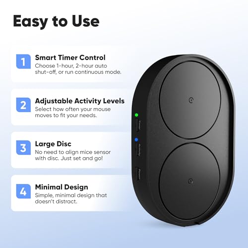 Image of Undetectable Mouse Mover Jiggler, Adjustable Activity, Optional Shut-Off Timer, Random Movement Engine, No Software, Quiet & Undetectable Operation, USA Company (Dual Disc)