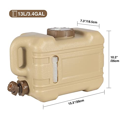 Redcamp 3.4 Gallon Portable Water Container With Spigot, Water Storage Camp Water Jug For Camping Outdoor Hiking (13L, Brown) #TOP2