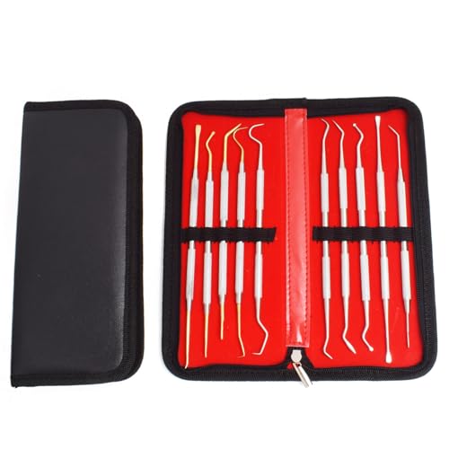 Motanar 10 Pcs 3D Printer Removal Cleaning Tool Kit, Metal Picks Set with Different Tips (Black- Steel and Brass Picks)