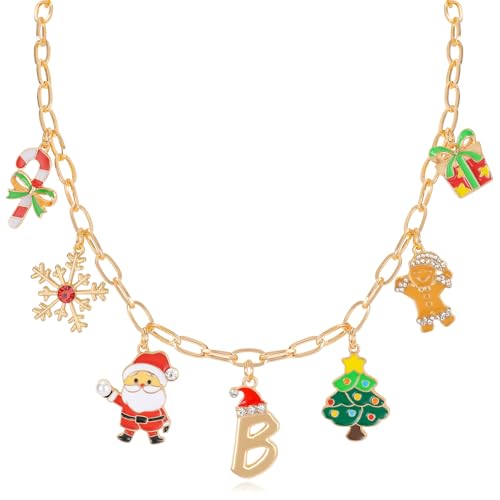 Breloque cannes de bonbon et arbre de Noël lettre B à porter pour le réveillon