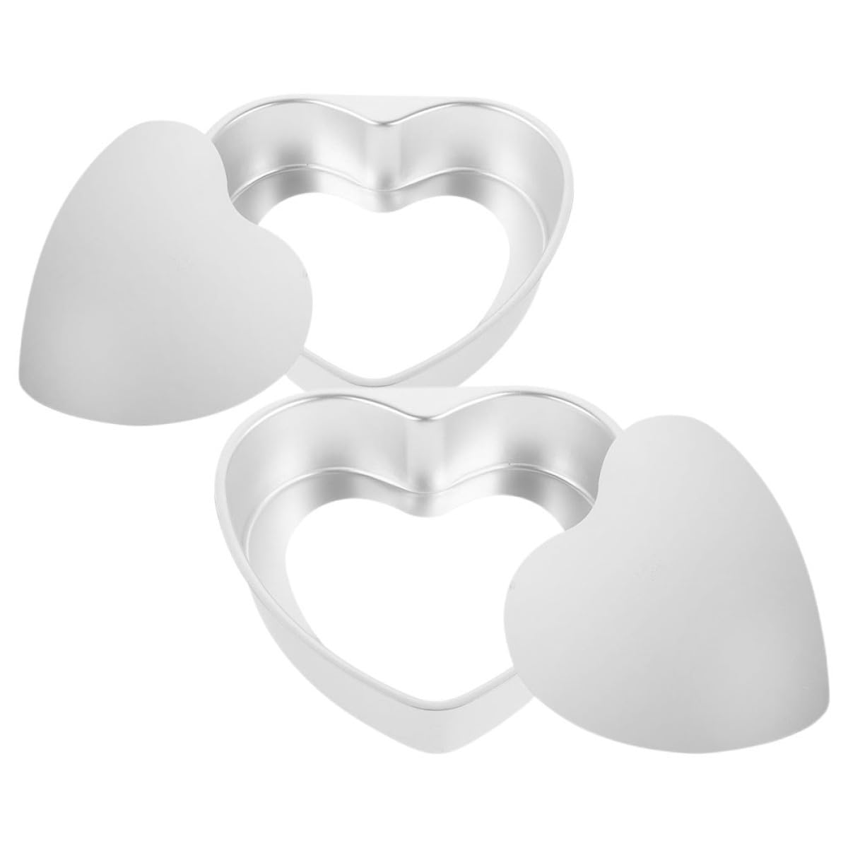 Molde para Pastel en Forma de Corazón 7 Pulgadas 2 Piezas Aluminio con Fondo Removible para Hornear Mini Pasteles Brownies y Postres Utensilios para Hornear Celebraciones