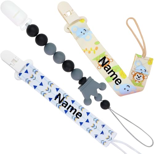 Customized Silicone Pacifier Clip,Pacifier Holder Sets for Boys and Girls (Grey Crown) image 5