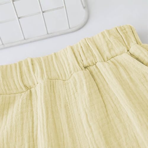 Toddler Boys Girls Cotton Linen Outfits Short Sleeve Button Down Shirt & Wide Leg Shorts Breathable Kids Matching 𝐋ounge Set3