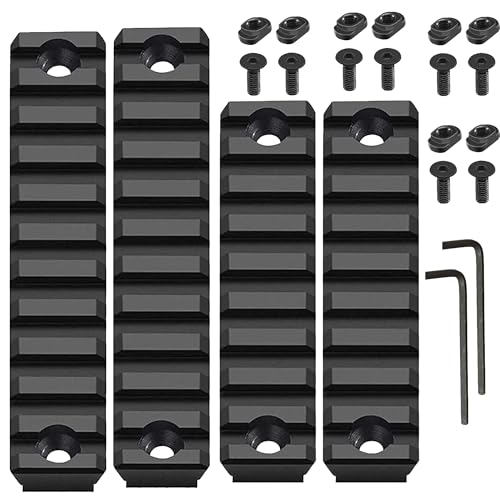 Gotical 9 Slots and 11 Slots MLOK Rail Section for M Lok Handguard Eleven Slots Rail Picatinny Rail (2 Pieces 9 Slot, 2 Pieces 11 Slot)