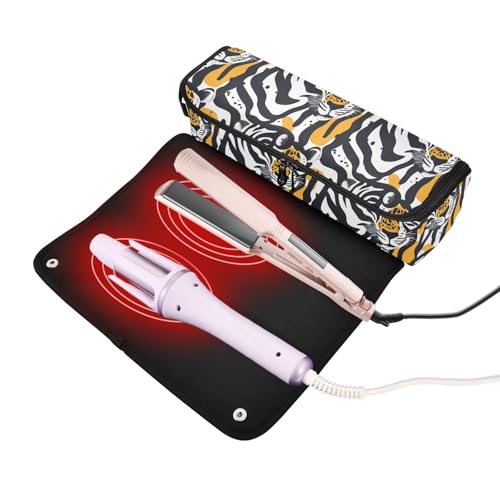 Bolsa de viaje Art Wild Marble para herramientas de cabello, resistente al calor, con tapete para planchas, rizadores y accesorios para cuidado del cabello, organizador portátil miniatura 2