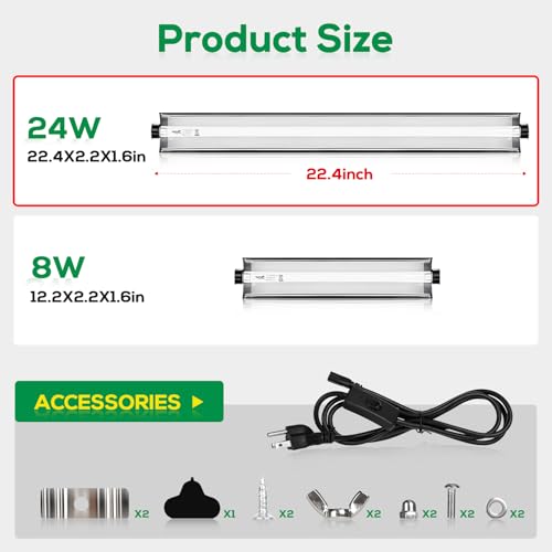 Image of T5 Reptile Light Fixture Combo Kit 24W Light Fixture Reptile Terrarium Hood 10.0 UVB Light Bulb Fluorescent Tube Ideal for Tropical and Deserts Such as Bearded Dragon Lizards and Tortoises