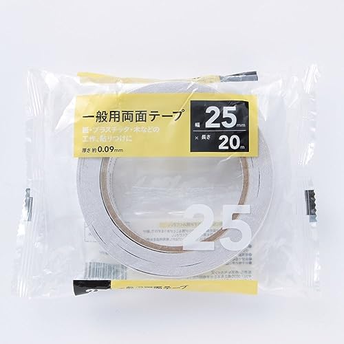 カインズ(CAINZ) 一般用両面テープ 幅25mm 長さ20m 厚さ0.09mm アクリル系粘着剤 ポスター 工作 紙 プラスチック 木