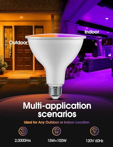 Image of L LOHAS LED Orange Purple Halloween Flood Light Bulbs, 4 Pack