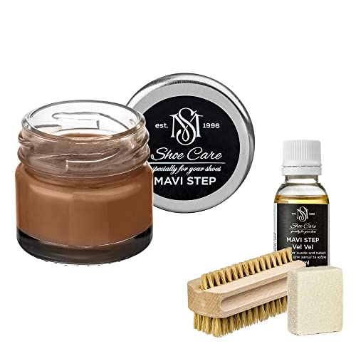 Kit entretien chaussures daim nubuck Aurora camel brosse et soin