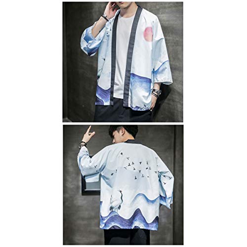 Seidarise Men's Haori Jacket Kimono Cardigan Yukata Noragi Happi Coat - Thumbnail 3