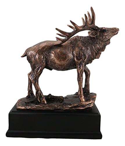Estatua rústica de ciervo wapití grande en bronce miniatura 5