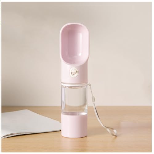 ペット水筒 犬ペットボール水飲み 水食糧一体化 ワンタッチで水が出 密封 還流でき 大口径 猫が瓶を舐め 散歩に出かけて水瓶の食品補充 漏れ防止 携帯用水飲み ボール給水器お散歩用 ペットウォーターボトル 紐付き (ピンク, 250ml)