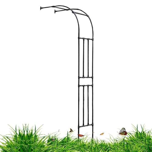 Arche de jardin demi-latérale en métal noir de 240 cm pour plantes grimpantes