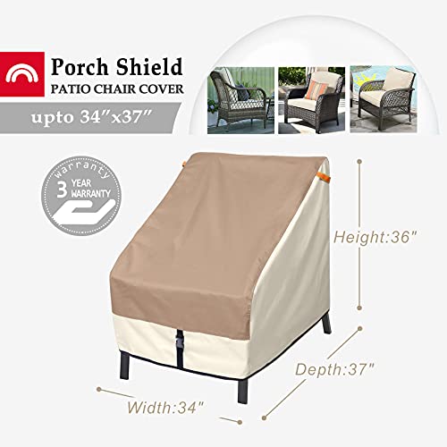 Porch Shield Patio Chair Covers - Waterproof Outdoor Lounge Deep Seat Adirondack Chair Cover 2 Pack - 34W X 37D X 36H Inch, Light Tan & Khaki #TOP1