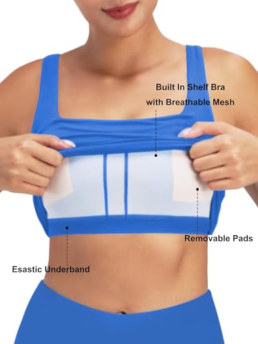Image of Sunzel Square Neck Longline Sports Bra, Built-in Bra Crop Tank Top