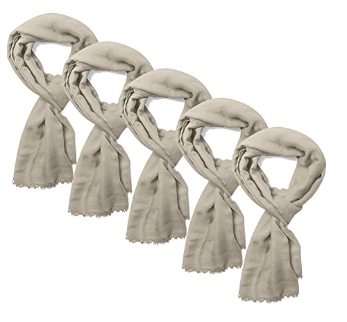 Pashmina foulard (Pack 10) de suave material viscosa ancho especial 180 x 70 cm, detalle boda para mujeres (Beige)