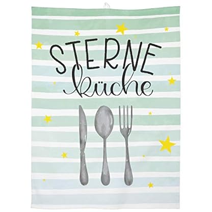 GRUSS & CO Geschirrtuch Motiv "Sterneküche" | Baumwolle, 60 cm x 45 cm, farbiger Motivdruck | Geschenk, Küche, Kochen, Grillen | 47105