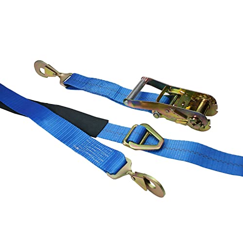 Us Cargo Control Auto Tie Down Ratchet Strap, 2 Inch X 8 Foot Blue Axle Strap, Safely And Securely Tie Down Cars For Transport, Working Load Limit 3,333 Pounds #TOP16