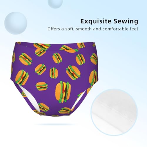 Hamburger Food On Purple Girls' Underwear Soft Cotton Little Girls Panties Comfort Briefs3