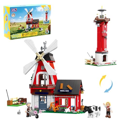 Image of Wise Block 2-in-1 Farm & Lighthouse Building Set, 727 PCS