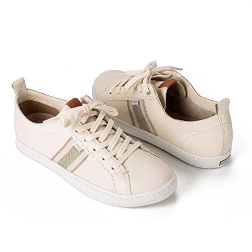 Tênis em Couro com Detalhes Feminino Dakota Bege