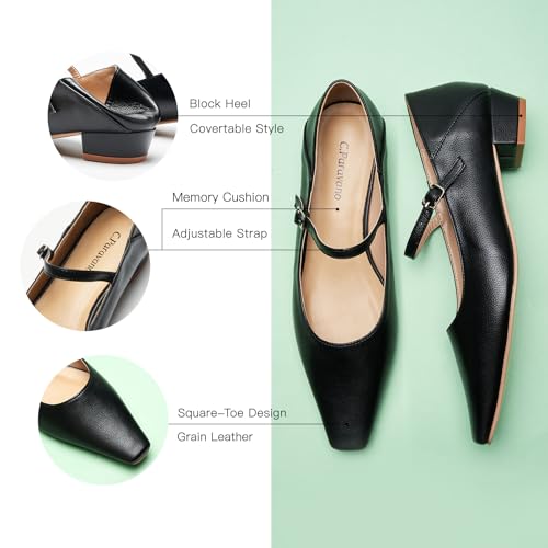 Image of C.Paravano Women's Pumps | Mary Jane Flats | Low Heel Dress Shoes | Convertible Heel Shoes