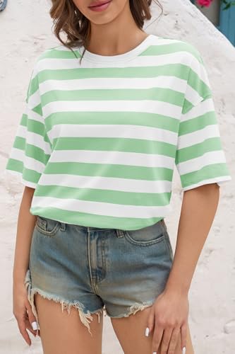 Image of Tankaneo Womens Oversized Tshirts Summer Casual Short Sleeve Crew Neck T Shirt Loose Fit Side Slit Tee Tops