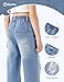 PATPAT Baggy Girls Jeans Wide Leg Denim Pants Ripped High Waist Elastic Y2K Trendy Jeans for Teens with Pockets Blue 9-10Y