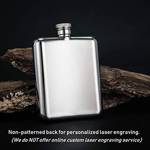 Image of Hip Flask with Funnel, All 18 /8 304 Food Grade Stainless Steel Curved Pocket Flask for Liquor | 6 OZ Capacity | Gift Boxed (Bear)